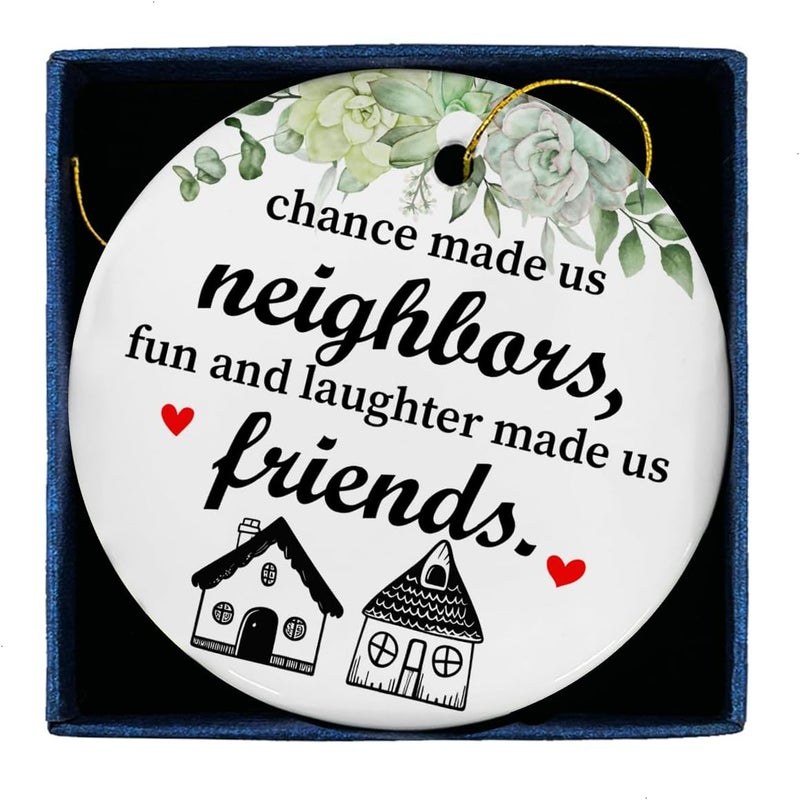 ZOSAN Neighbors Chrismas Ceramic Ornament, Best Neighbors Gifts, Friendship Gifts for Neighbors, Chance Made Us Neighbors Ornament - Image 1